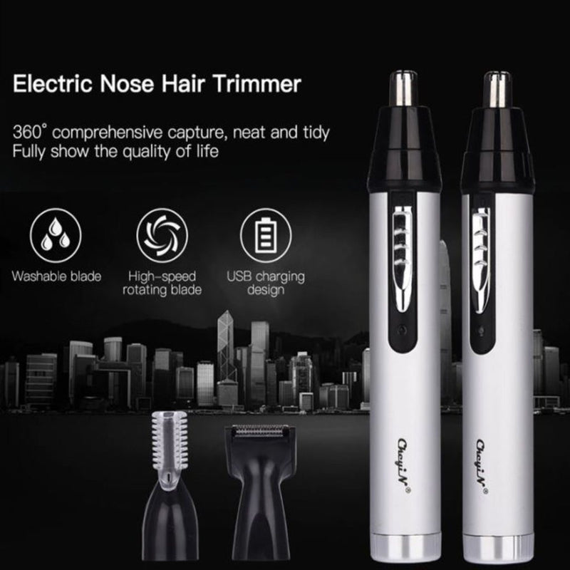 Nose hair trimmer, 3 in 1, rechargeable, for ears, eyebrows ...