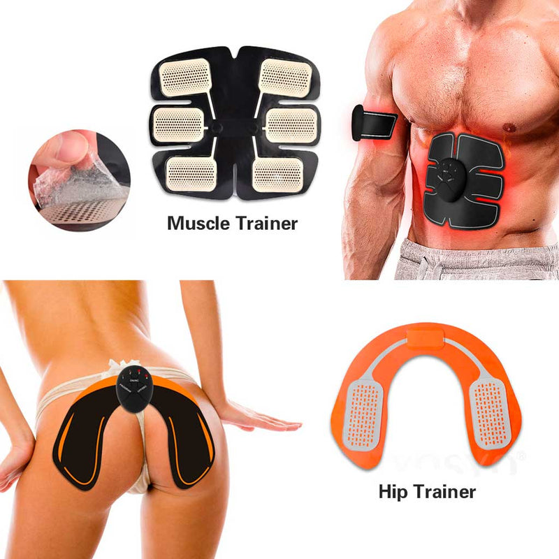 Electroestimulador muscular, glúteos, abdominales, 4 kits - Bavalu