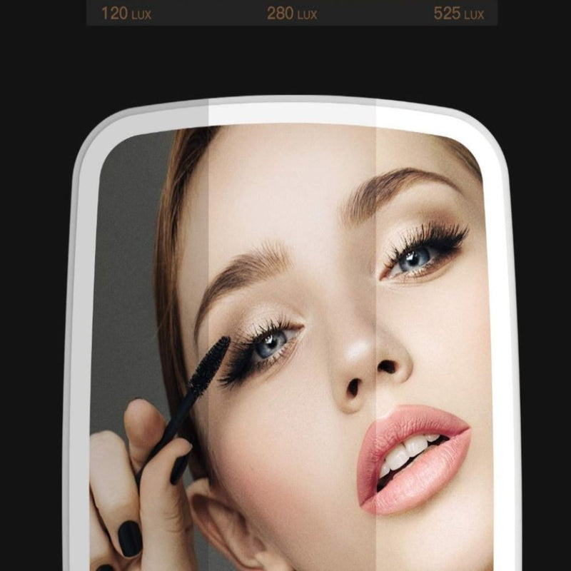 Espejo de maquillaje con luz LED, control táctil inteligente, ángulo ajustable