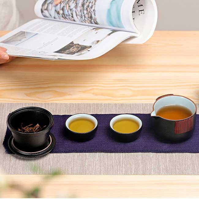 Juego de té, cerámica, para dos personas - Bavalu