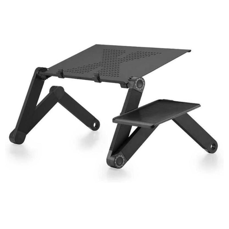 Laptop table for bed, 360 degree adjustable, fan, aluminum